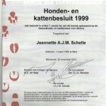 Diploma Honden- en Kattenbesluit - Jeannette Schelle